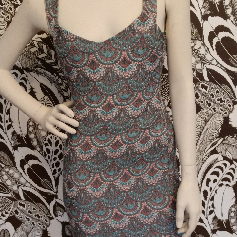 Zara Teal & Coral Dress